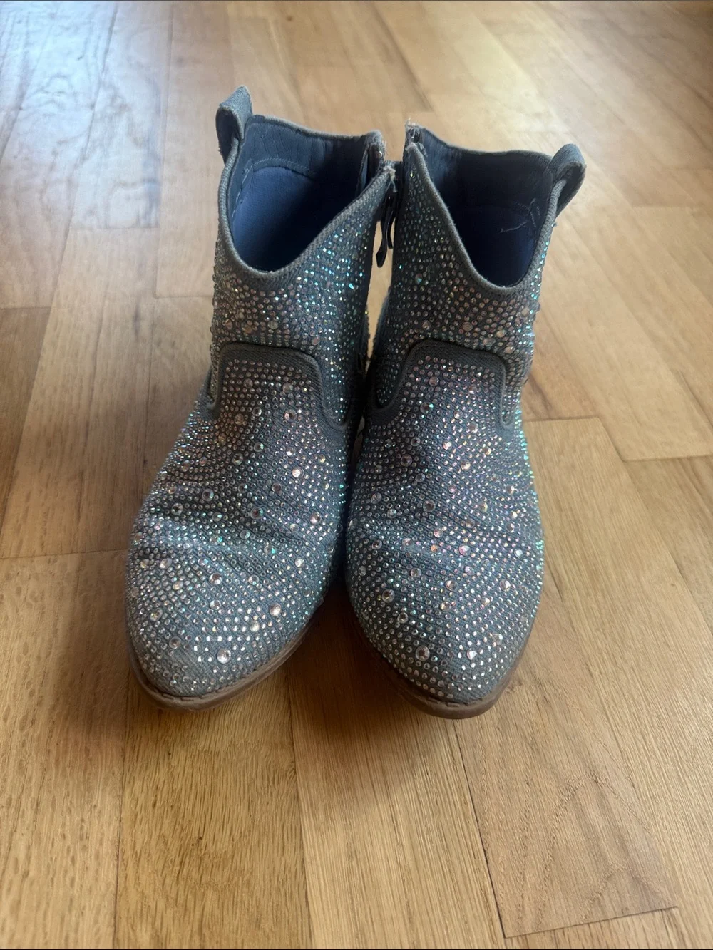 Kids rhinestone Ankle Boots in light blue